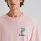 Pink Back Graphic Printed Oversized T-shirt