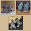 Set Of 7 Oxidised Jhumki Earrings Combo,s