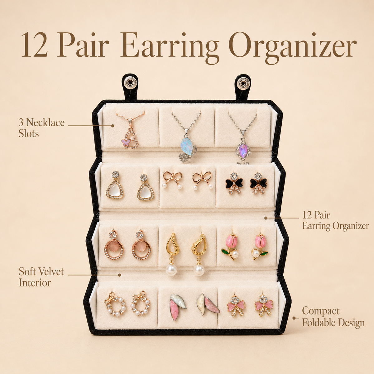 Set of 12 Stud Earrings with Pendants Box