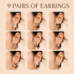 Set of 12 Stud Earrings with Pendants Box