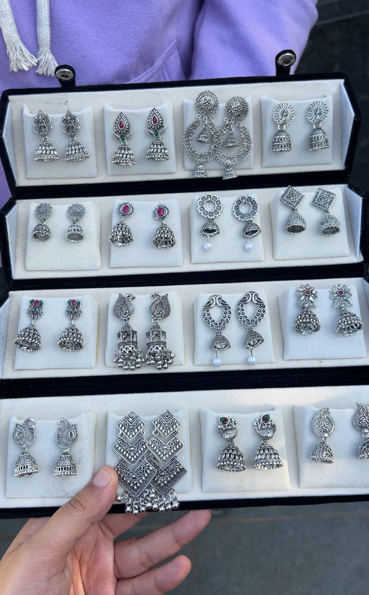 16-32 PC OXIDISED JHUMKAS + BEST BOX