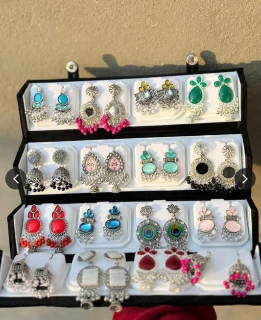 16 Pairs Rangrez Jhumka Box (Multi colours)