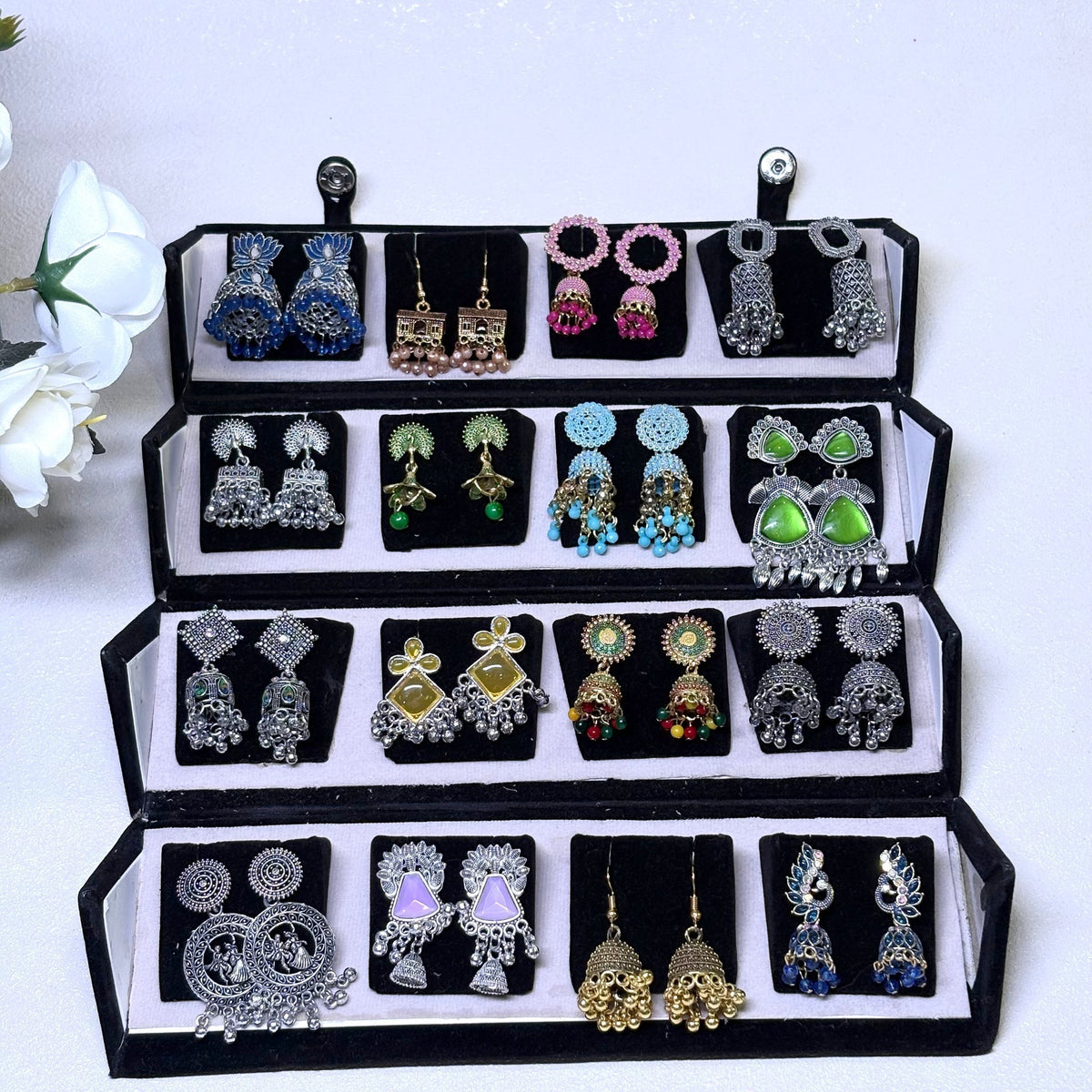 16 Colourful Jhumka with Folding Box