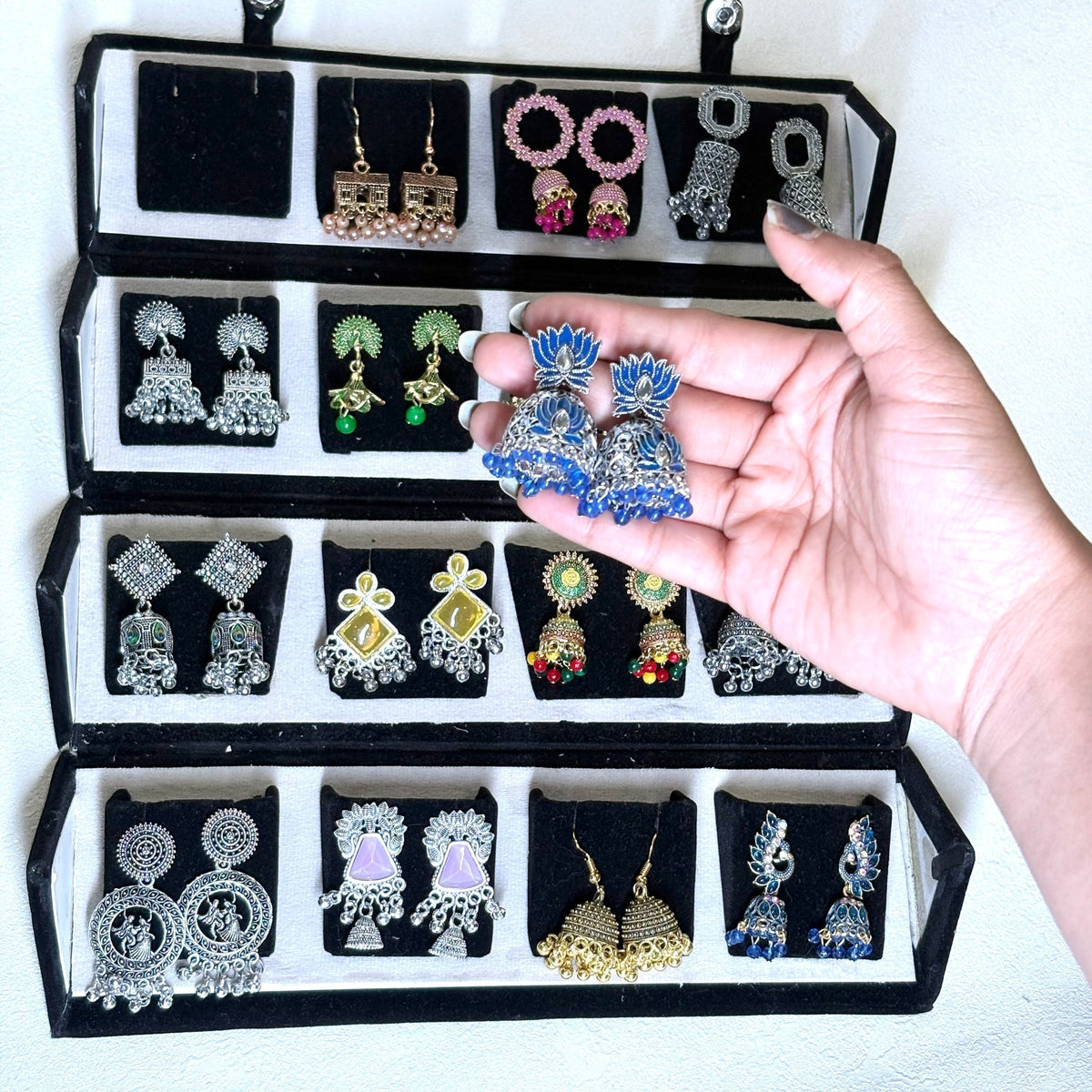 16 Colourful Jhumka with Folding Box