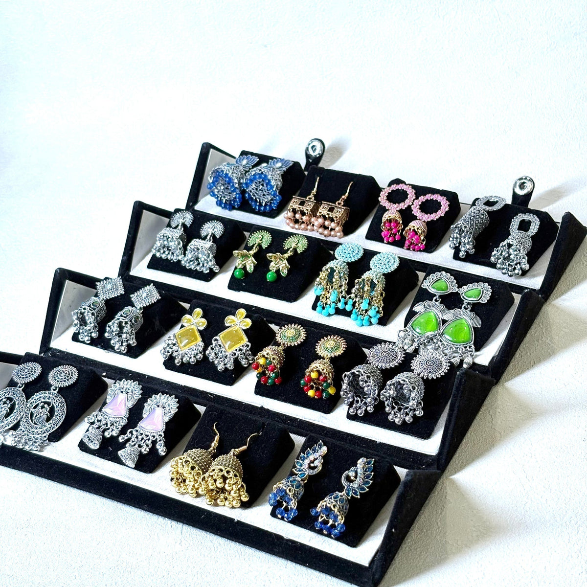 16 Colourful Jhumka with Folding Box