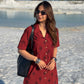 Laal Ajrakh Floral Handblock Cotton Shirt Kurti (Buy 1 Get 1 Free)