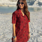 Laal Ajrakh Floral Handblock Cotton Shirt Kurti (Buy 1 Get 1 Free)
