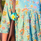Teal Floral Cotton Peplum Top (Buy 1 Get 1 Free)