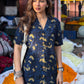 Navy Gold Floral Handblock Cotton Shirt Kurti (Buy 1 Get 1 Free)