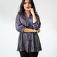 Blue Blooms Modal Ajrakh Short Top (Buy 1 Get 1 Free)