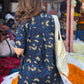 Navy Gold Floral Handblock Cotton Shirt Kurti (Buy 1 Get 1 Free)