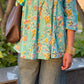 Teal Floral Cotton Peplum Top (Buy 1 Get 1 Free)