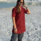 Laal Ajrakh Floral Handblock Cotton Shirt Kurti (Buy 1 Get 1 Free)