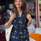 Navy Gold Floral Handblock Cotton Shirt Kurti (Buy 1 Get 1 Free)