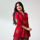 Set of 2- Red Pihu Modal Ajrakh Short Top & Parallel Pants (Buy 1 Get 1 Free)
