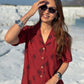 Laal Ajrakh Floral Handblock Cotton Shirt Kurti (Buy 1 Get 1 Free)