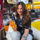 Navy Gold Floral Handblock Cotton Shirt Kurti (Buy 1 Get 1 Free)