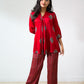 Set of 2- Red Pihu Modal Ajrakh Short Top & Parallel Pants (Buy 1 Get 1 Free)