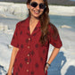 Laal Ajrakh Floral Handblock Cotton Shirt Kurti (Buy 1 Get 1 Free)