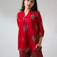 Set of 2- Red Pihu Modal Ajrakh Short Top & Parallel Pants (Buy 1 Get 1 Free)
