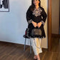 short black embroidered kurta with pants  (Buy 1 Get 1 Free)