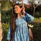Blue Floral Cotton Peplum Top (Buy 1 Get 1 Free)