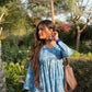 Blue Floral Cotton Peplum Top (Buy 1 Get 1 Free)
