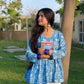 Blue Floral Cotton Peplum Top (Buy 1 Get 1 Free)